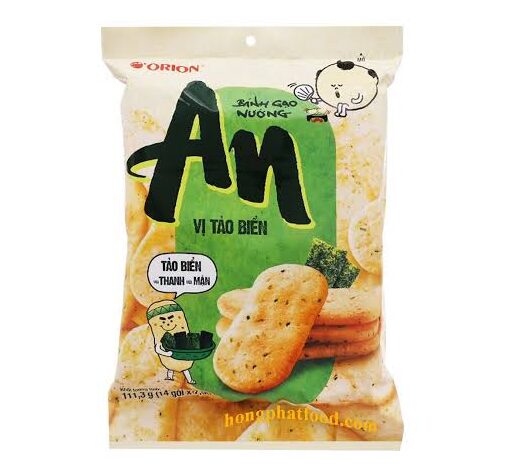 Asiatische Lebensmittel Online-Shop, Seaweed Rice Crackers in Verpackung.