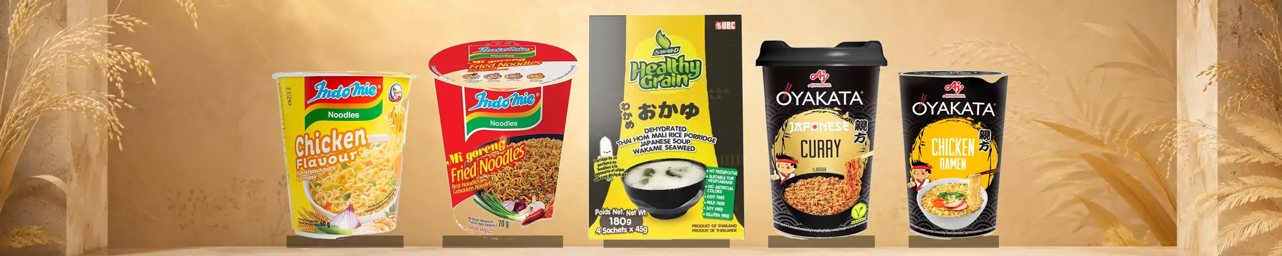 Asiatische Lebensmittel Online-Shop mit verschiedenen Gewürzen und Fertiggerichten.