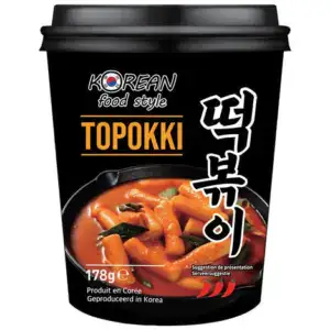Asiatischer Topokki Snack im Becher, koreanischer Stil, scharf, 178g.