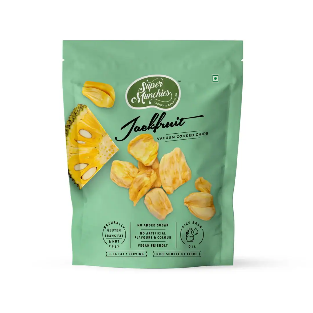Asiatische Jackfruit Chips im Beutel, vegan, glutenfrei, ohne Zucker.