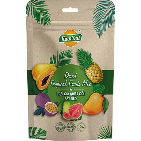 Tropische getrocknete Früchte, Mango, Ananas, Papaya, Passionsfrucht, Litschi.
