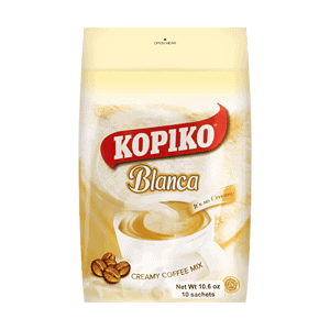 Asiatischer Kaffee Kopiko Blanca, cremig und aromatisch, 10 Beutel.
