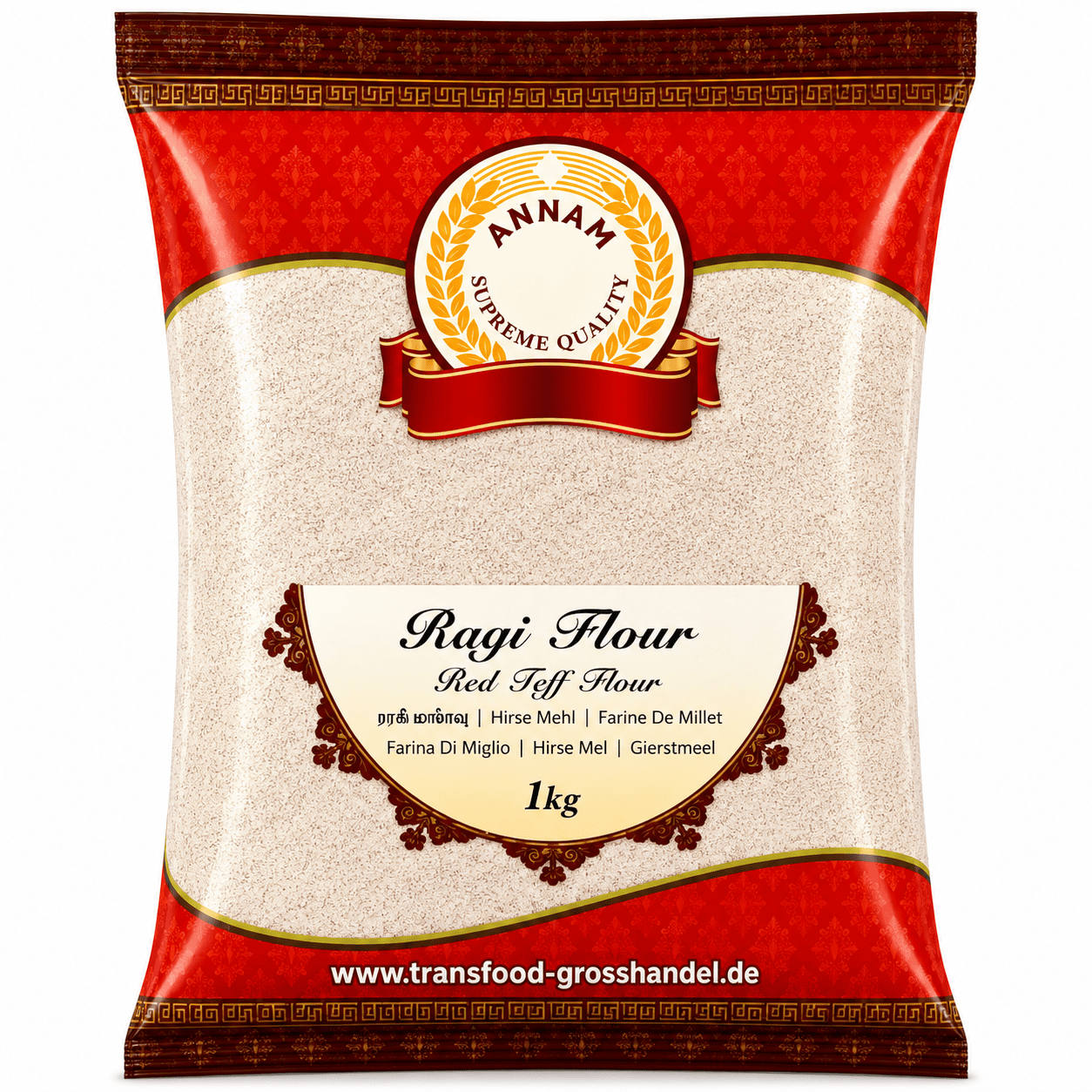Asiatischer Lebensmittel Online-Shop, Ragi Mehl 1kg, glutenfrei, nährstoffreich.
