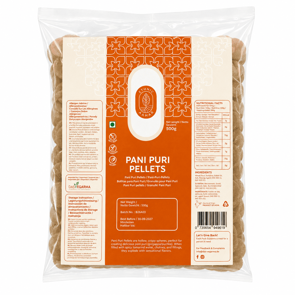 Asiatische Pani Puri Pellets für authentisches indisches Gericht.