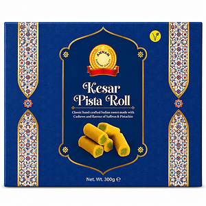Asiatischer Kesar Pista Roll mit Cashews und Pistazien, 300g.