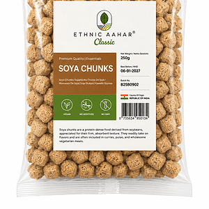 Asiatische Lebensmittel Online-Shop. Ethnic Aaha Soya Chunks in Verpackung.