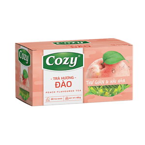 Asiatischer Lebensmittel Online-Shop, Peach Flavored Tea in Verpackung.