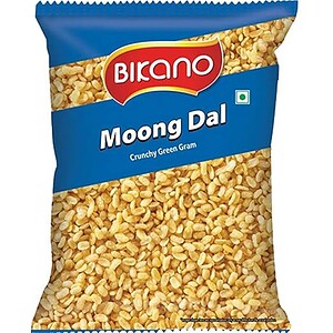 Asiatischer Moong Dal in Verpackung, Crunchy Green Grain.