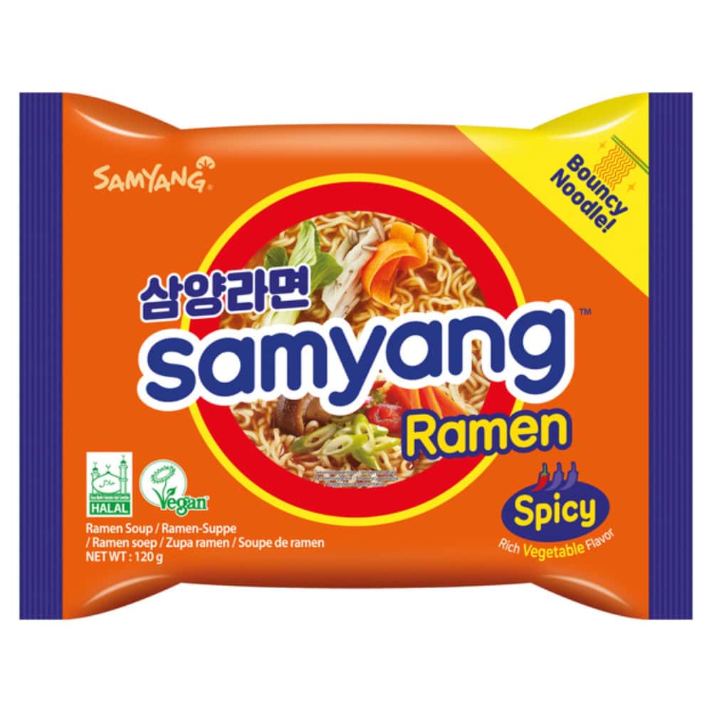 Asiatische Instant-Ramen mit Gemüse und Gewürzen, spicy Geschmack.