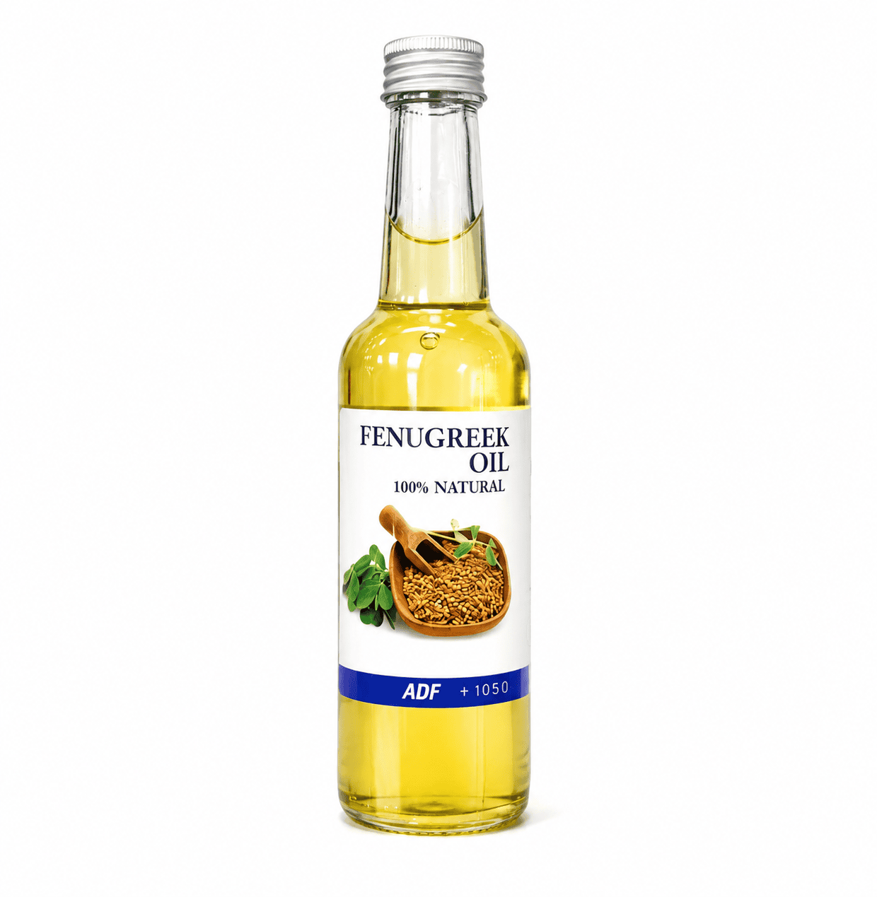 Asiatische Lebensmittel Online-Shop: Fenugreek Öl in Glasflasche mit Etikett.