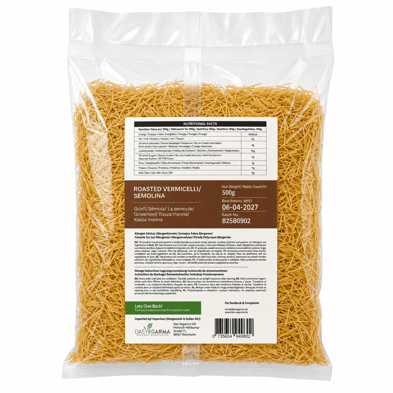 Asiatischer gerösteter Vermicelli, 500g, asiatische Lebensmittel.