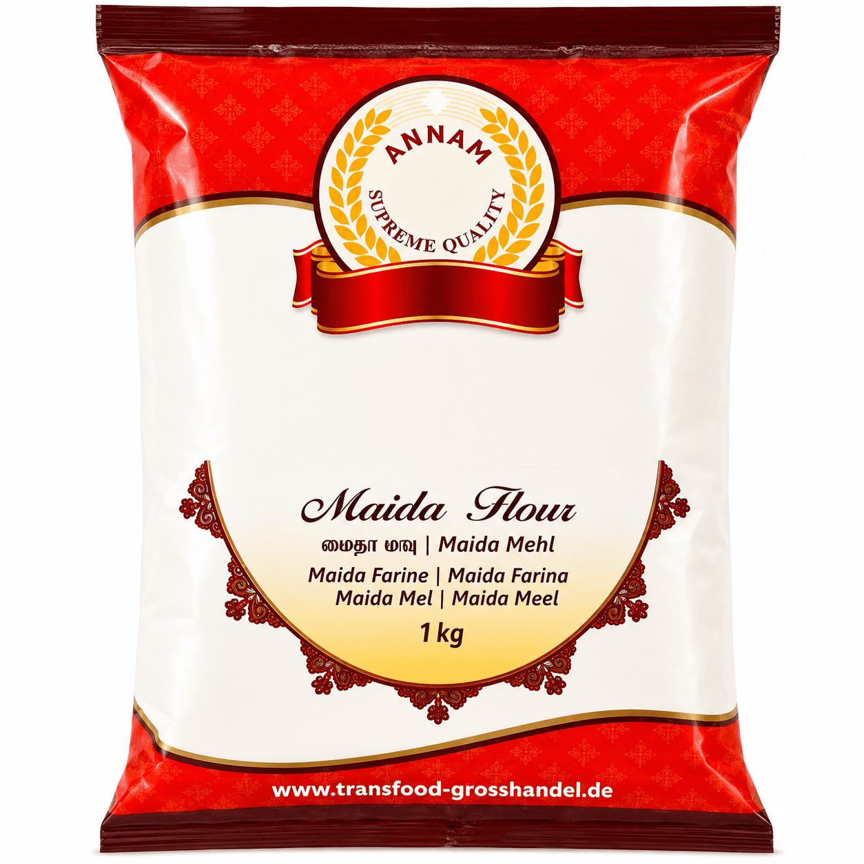 Asiatischer Maida Mehl im 1kg Paket, ideal für asiatische Rezepte.