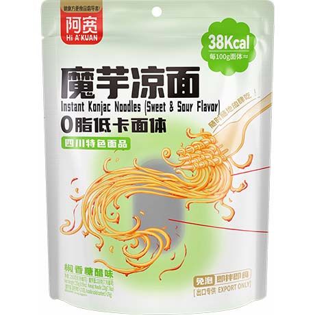 Asiatische Instant-Kocher Noodles, süß & würzig, 38 kcal pro 100g.