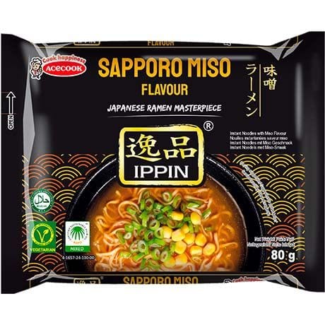 Asiatischer Sapporo Miso Instant-Nudeln, vegetarisch, 80g.