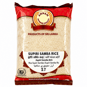 Asiatischer Lebensmittel Online-Shop mit Supiri Samba Reis in Packung.