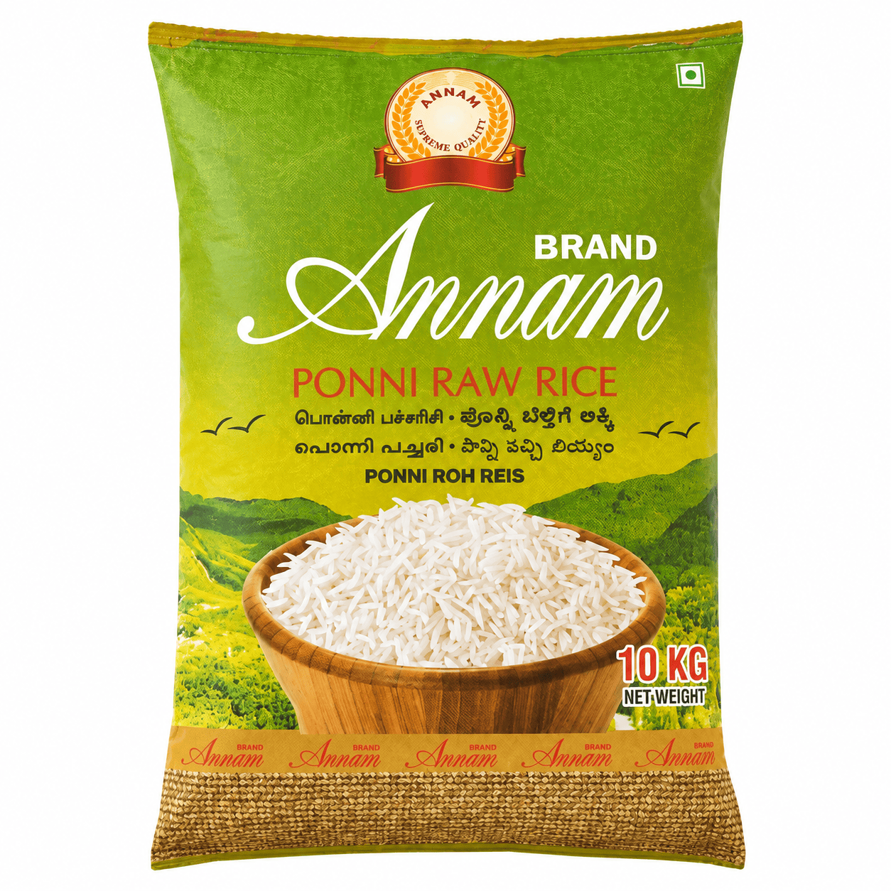 Asiatischer Reis Ponni Raw Rice im 10kg Beutel, hochwertig und frisch.