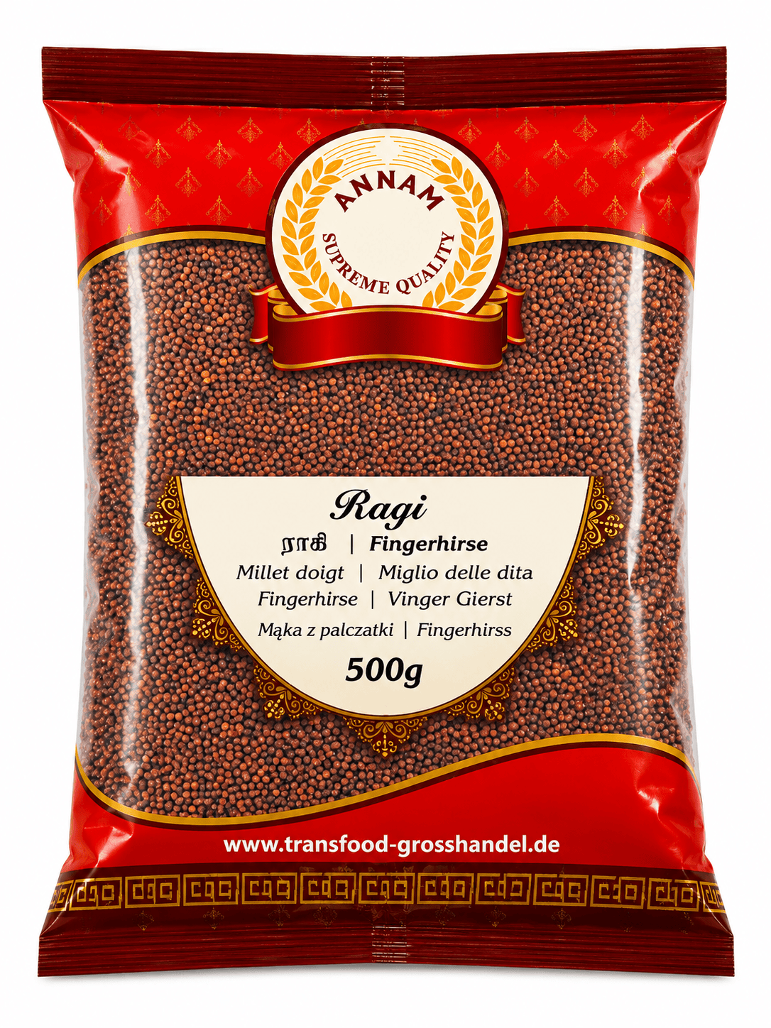 Asiatische Lebensmittel Online-Shop, Ragi Fingerhirse 500g, indisches Superfood.