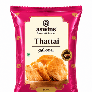 Asiatischer Snack Thattai in pinker Verpackung, Produkt aus Indien.