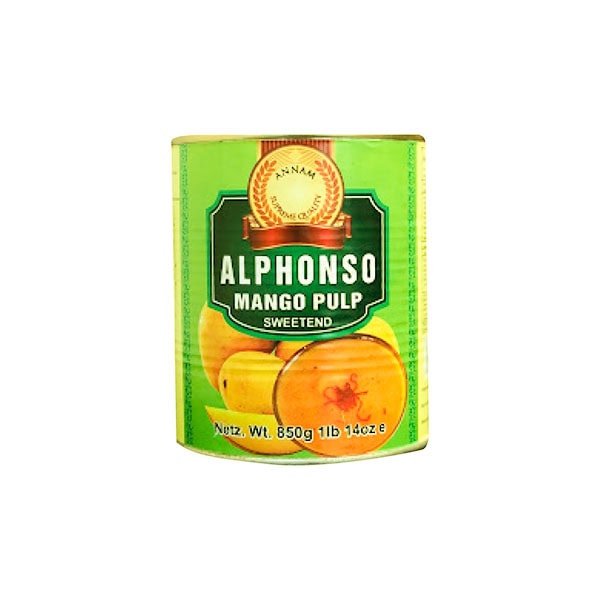 Alphonso Mango Pulp, süß, 850g, asiatische Lebensmittel.