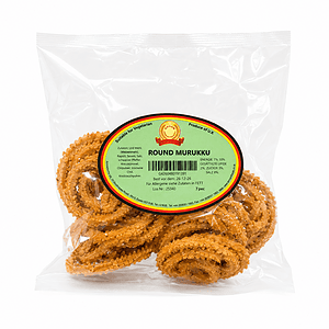 Asiatischer Lebensmittel Online-Shop, Runder Murukku in Verpackung.