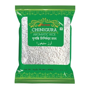 Asiatischer Lebensmittel Online-Shop, Chinigura Aromatic Rice in grüner Verpackung.