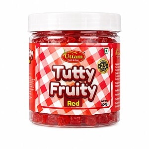 Bunte Tufty Fruity Red Süßigkeiten im Glas, asiatischer Lebensmittel Online-Shop.