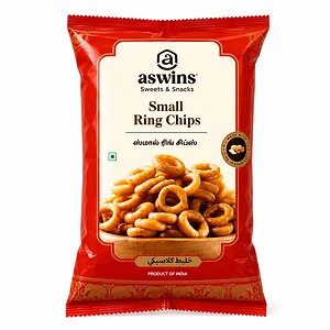 Kleine Ring Chips im roten Beutel, asiatischer Lebensmittel Online-Shop.