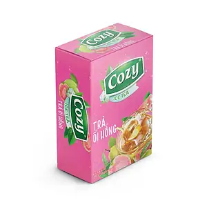 Asiatischer Eistee in pinker Verpackung, erfrischend und exotisch.