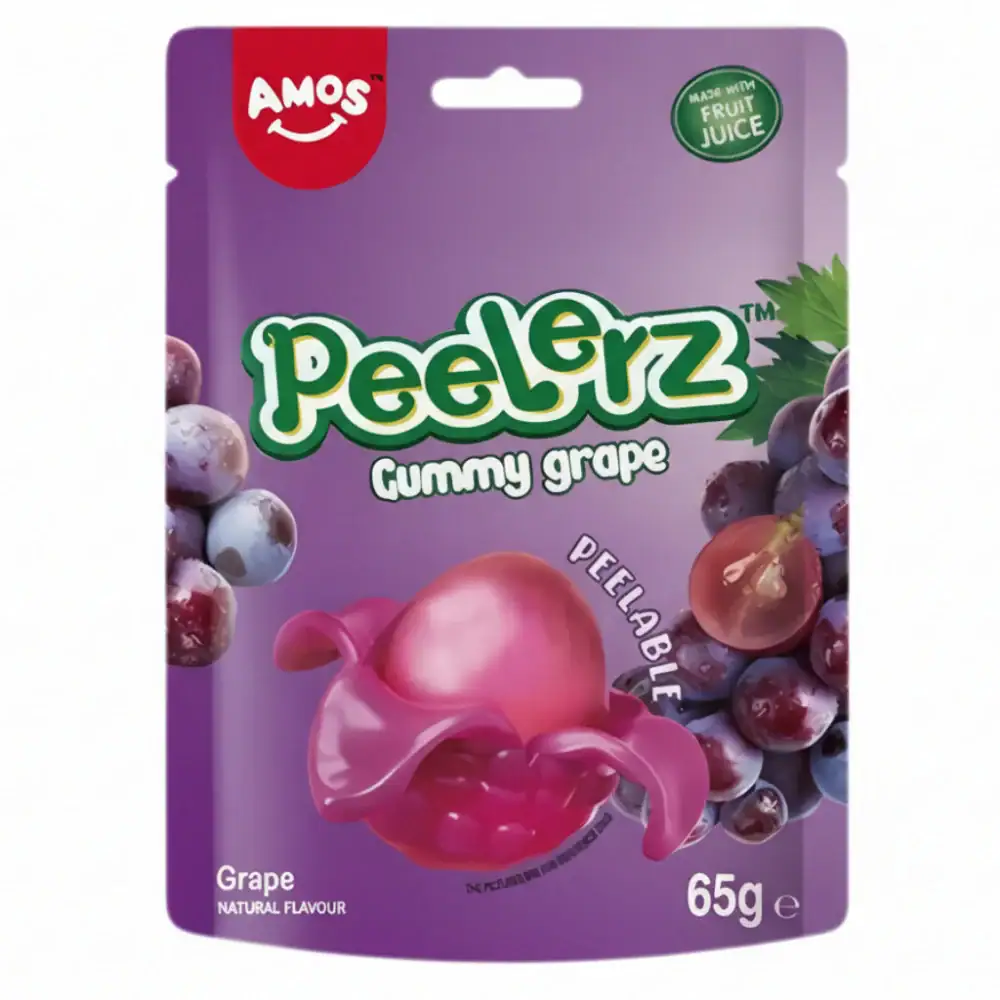 Fruchtgummi Trauben in pinker Verpackung, 65g, asiatischer Lebensmittel Online-Shop.