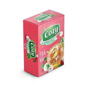 Asiatischer Eistee in pinker Verpackung, erfrischend und lecker.