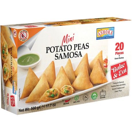 Mini Potato Peas Samosa, asiatische Tiefkühlkost, 20 Stück.