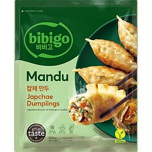 Asiatische Lebensmittel Online-Shop, Mandu Japchae Dumplings, vegane koreanische Teigtaschen.