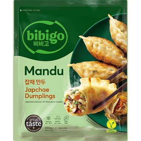 Asiatische Lebensmittel Online-Shop, Mandu Japchae Dumplings, vegane koreanische Teigtaschen.