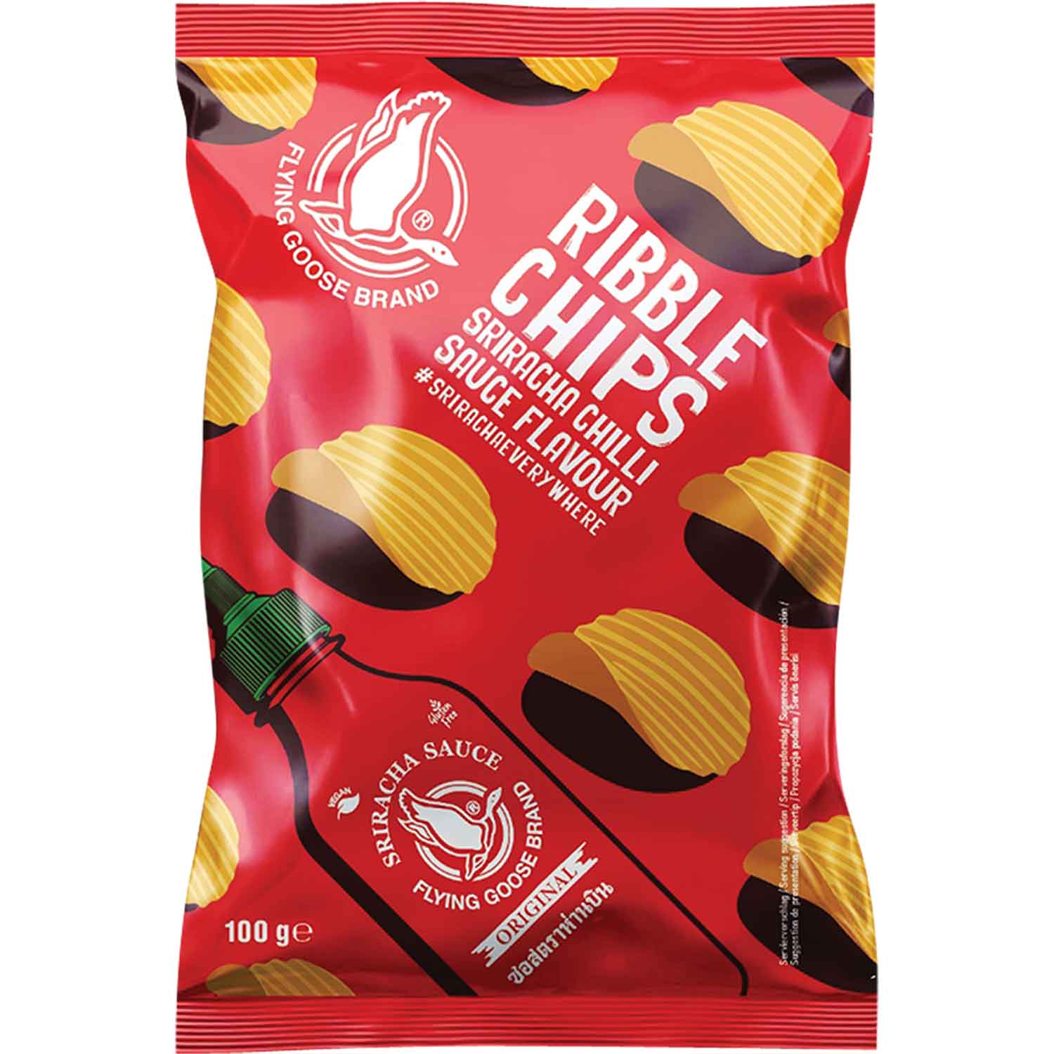 Asiatische Ribbel Chips mit Sriracha Chili Geschmack.