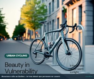 Road bike parked on a Montreal street in the summer — bicycle insurance in Quebec