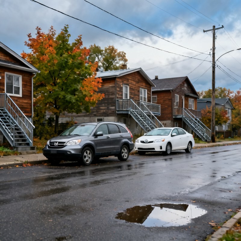 Rue résidentielle de Trois-Rivières en automne — assurance auto Mauricie