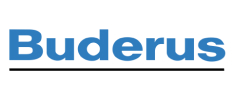 Buderus logo with blue text and a black underline.
