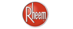 Red Rheem logo with the brand name in white, stylized font on a circular background.