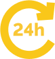 Yellow 24-hour Astar symbol with an arrow encircling the number '24h'.