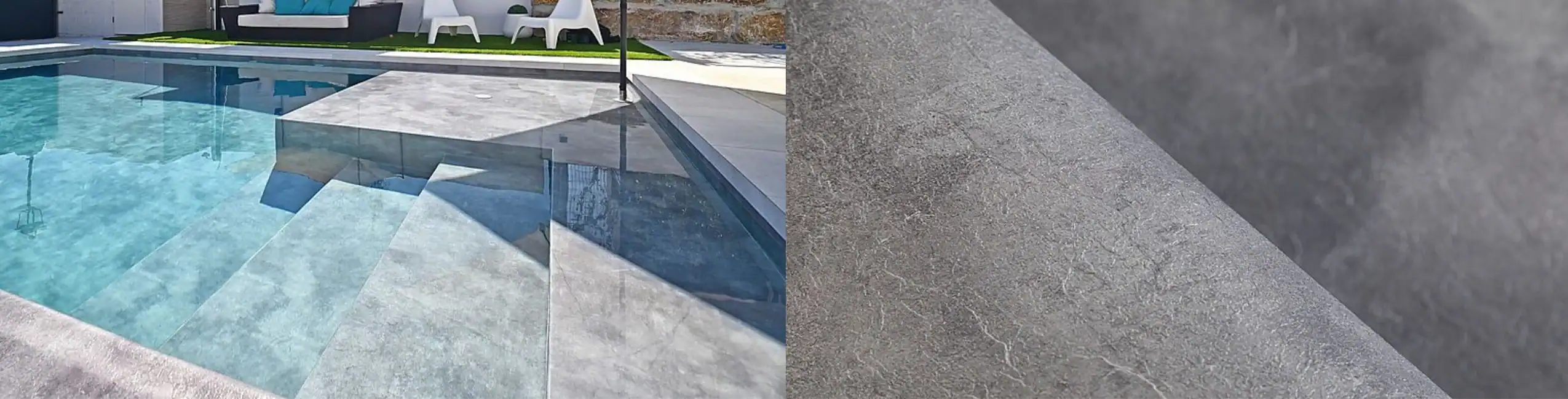 Piscina moderna con rivestimento in PVC armato Alkorplan VOGUE Urban effetto cemento
