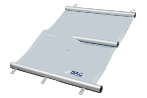 Copertura a barre per piscina arrotolata