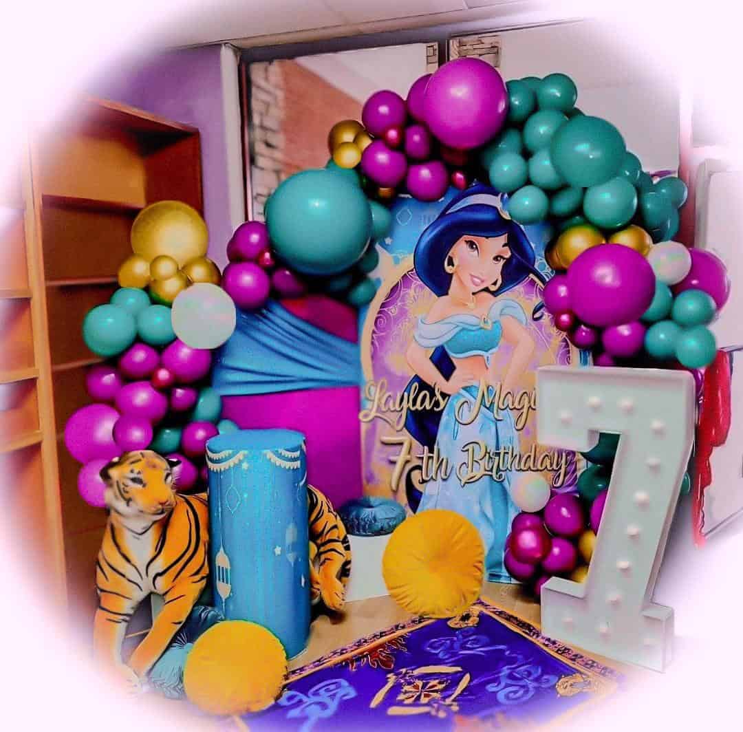 Party Backdrop Rentals Atlanta Balloon Designer princess Jasmine 7th Birthday1