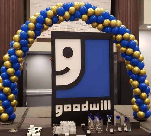 Balloons Arch Goodwill Industries trusted Atlanta Balloon Designer for luxury corporate balloon décor, branded event styling, grand openings, employee appreciation events, conferences, and nonprofit celebrations.