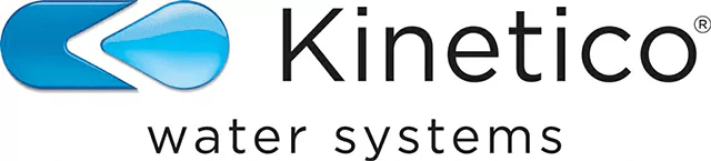 Kinetico Water Systems logo with a blue abstract symbol on the left and the name in black text.