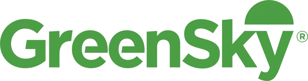 GreenSky logo with the word "GreenSky" in green text; the letter "y" is topped with a semicircle design, highlighting their focus on hvac financing solutions.