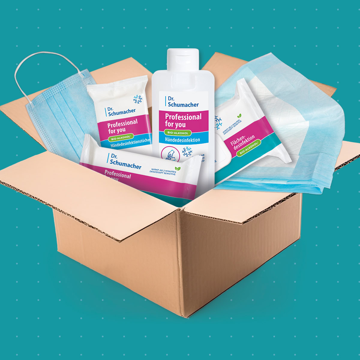 Bellasan Pflegebox - geöffneter Karton mit Pflegeboxprodukten