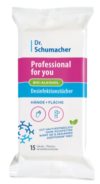 Ansicht Packung Händedesinfektionstücher Professional for you, 15 Stück