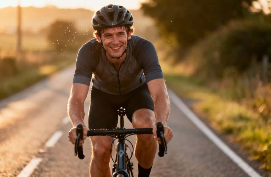 Cycliste en entrainement sur route