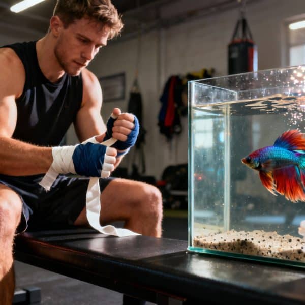 Combattant MMA et Betta splendens