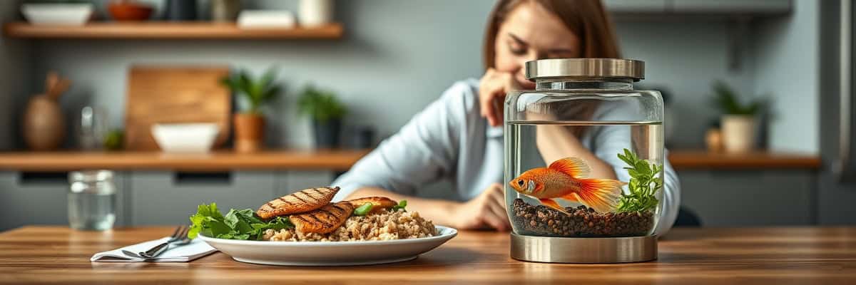 Comparaison repas athlète et aquarium Betta